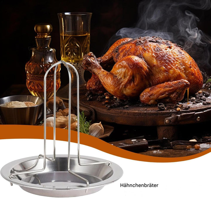 Generisch Bier-Grillhalter Für Grill,Edelstahl Bratrost - Vertikaler Bratstand Mit Auffangschale Für