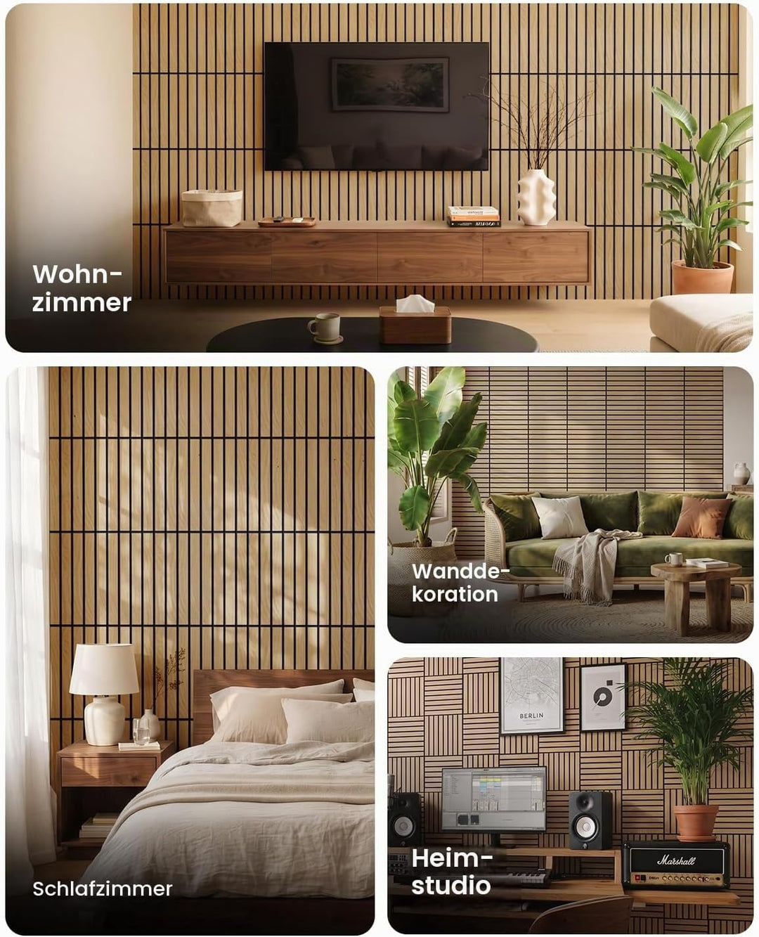 Soundsbay Akustikpaneele Selbstklebend 0.54 ㎡-6 Stück 30×30×0.9cm Oak 6 Pack Oak, 6 Pack Oak