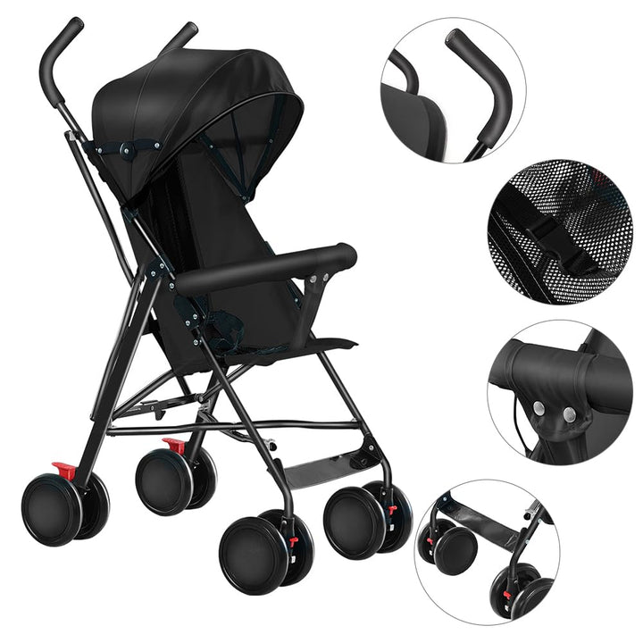 OHMG Kids Kinderwagen mit Babywanne, 2 in 1, ultrakompakt, Kompakter Buggy mit Schultergurt, 5-Punkt