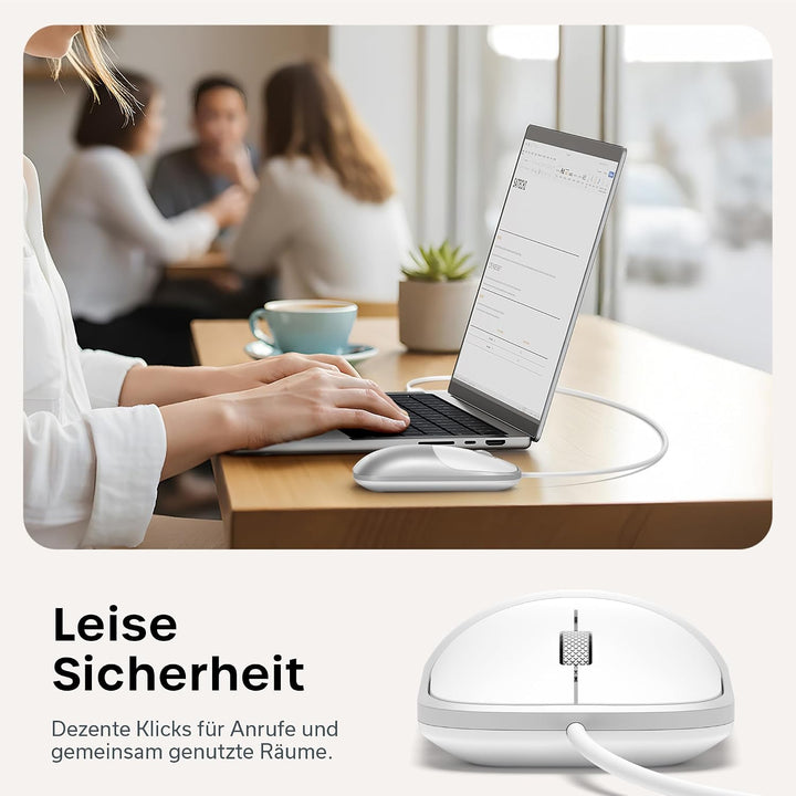 SATECHI Slim LX kabelgebundene USB-C Maus, Silber, Silber