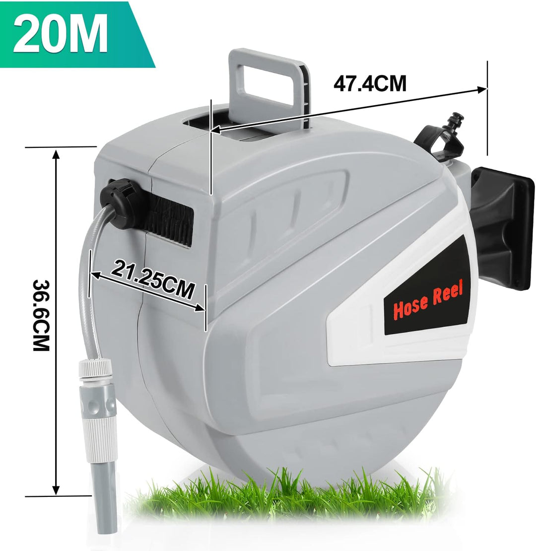 Schlauchtrommel 20m+2m Schlauchaufroller mit Handbrause Gartenschlauch, Wasserschlauchtrommel Automa