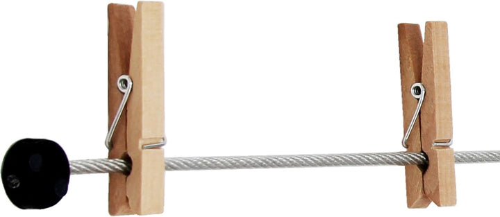 LeTOMA – Hochwertiges Fotoseil aus Stahl 2x200 cm lang und 2x16 rustikale Holzklammern 45mm - Fotole