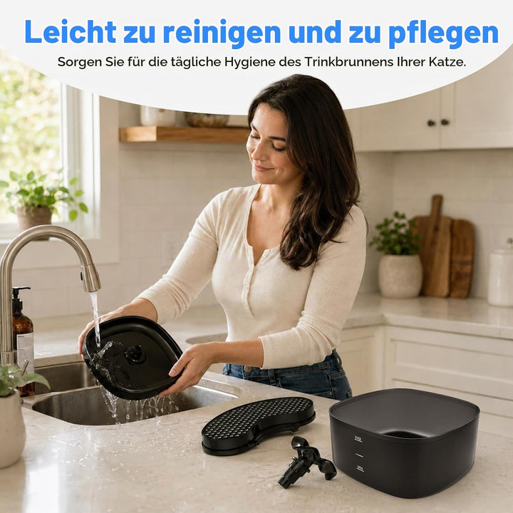 Katzenbrunnen Trinkbrunnen für Katzen und Hunde, 2.2L Automatischer Haustier Wasserbrunnen mit LED-W
