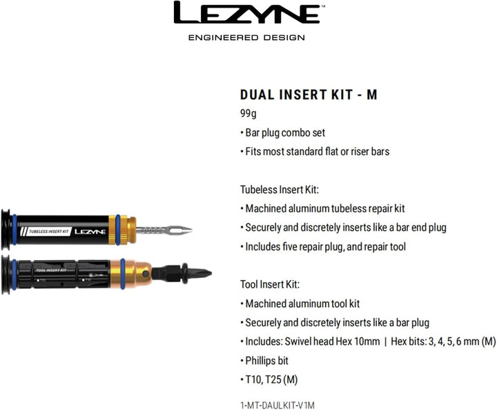 Lezyne Multitool inkl. Tubeless-Pannenkit Dual Insert Schwarz Gr. Schwarz Schwarz Medium, Schwarz Me