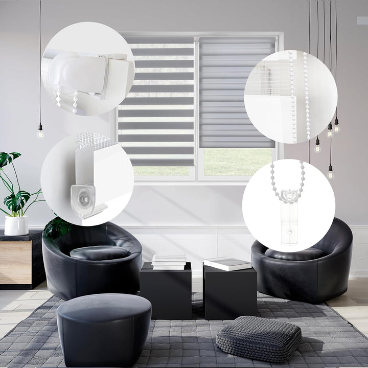 Blindecor - Indus doppelrollo klemmfix ohne bohren - duo rollo klemmfix Silbergrau - 45 x 220 cm (Br