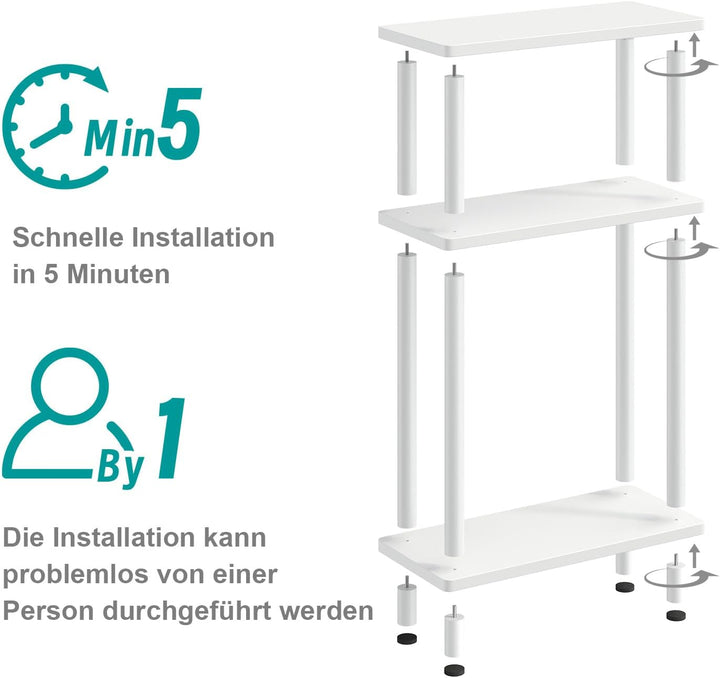 YOUDENOVA Beistelltisch Holz, Beistelltisch Schmal, 40x18x61.5 cm, 3 Tier Kleiner Tisch Für Wohnzimm
