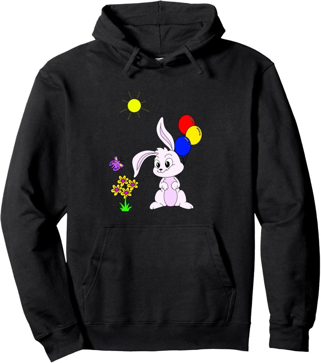 Hase mit Luftballons Pullover Hoodie