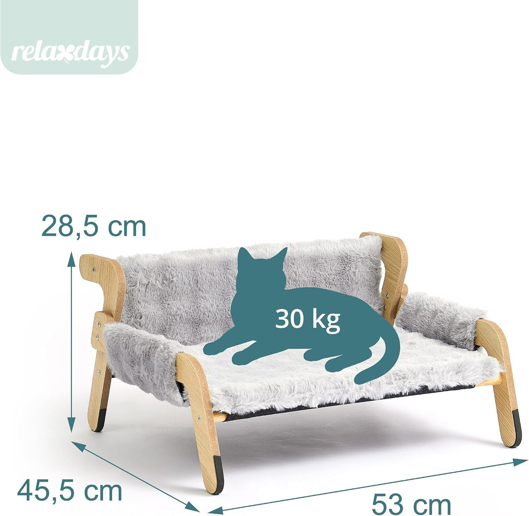 Relaxdays Katzenbett flauschig, erhöhter Katzenhängesessel, grau/Natur, grau