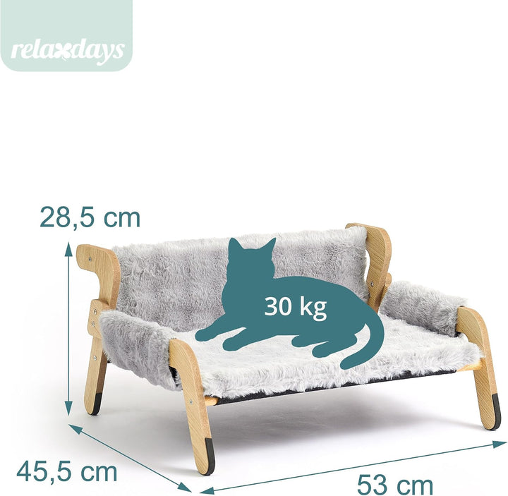 Relaxdays Katzenbett flauschig, erhöhter Katzenhängesessel, grau/Natur, grau