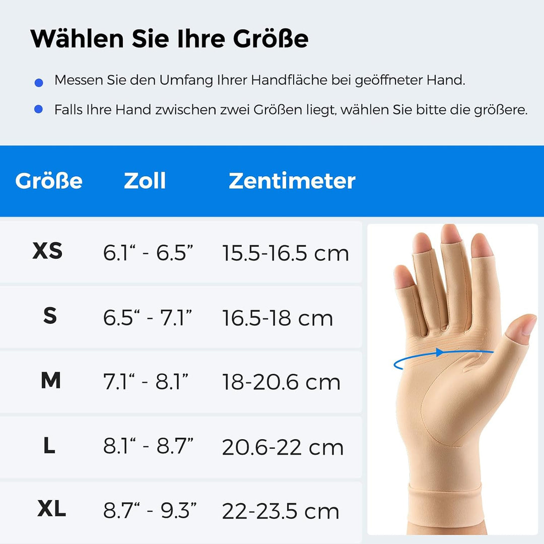 FREETOO Arthrose Handschuhe Damen Herren, Fingerlose Kompressionshandschuhe