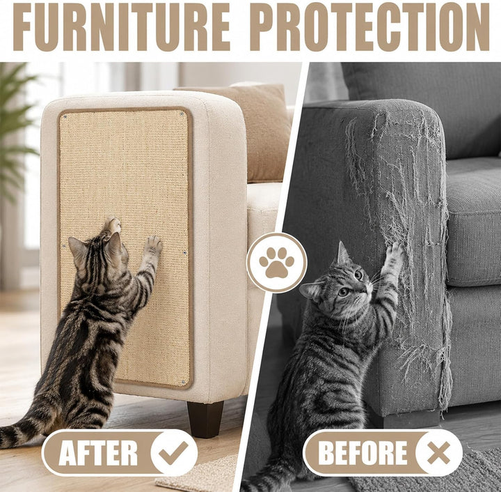 Kratzmatte Katze Sisal Teppich - 40x100 cm Selbstklebende Kratzschutzmatte Kratzschutz für Sofa Möbe