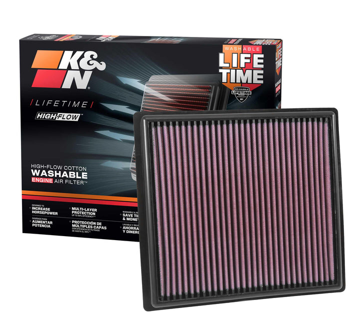 K&amp;N 33-5030 Waschbarer und wiederverwendbarer KFZ Tauschluftfilter , Rot, 33-5030