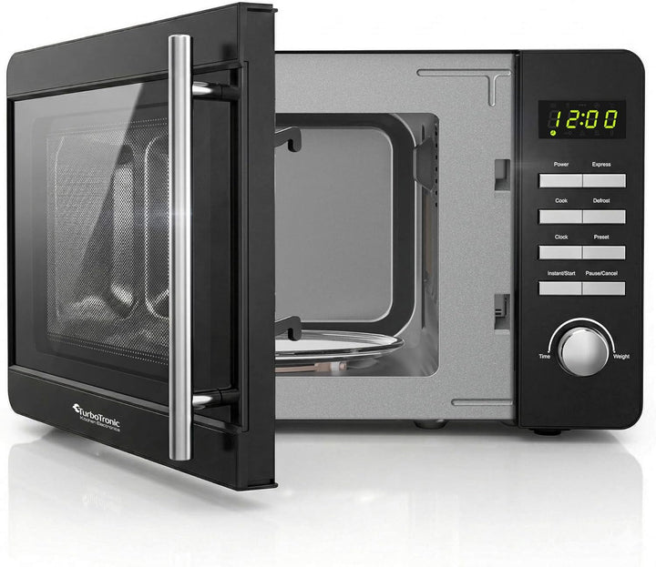TurboTronic TT-MW20 Digitale Mikrowelle | 700W 20L Edelstahl-Look | 5 Leistungsstufen, 8 Automatikpr