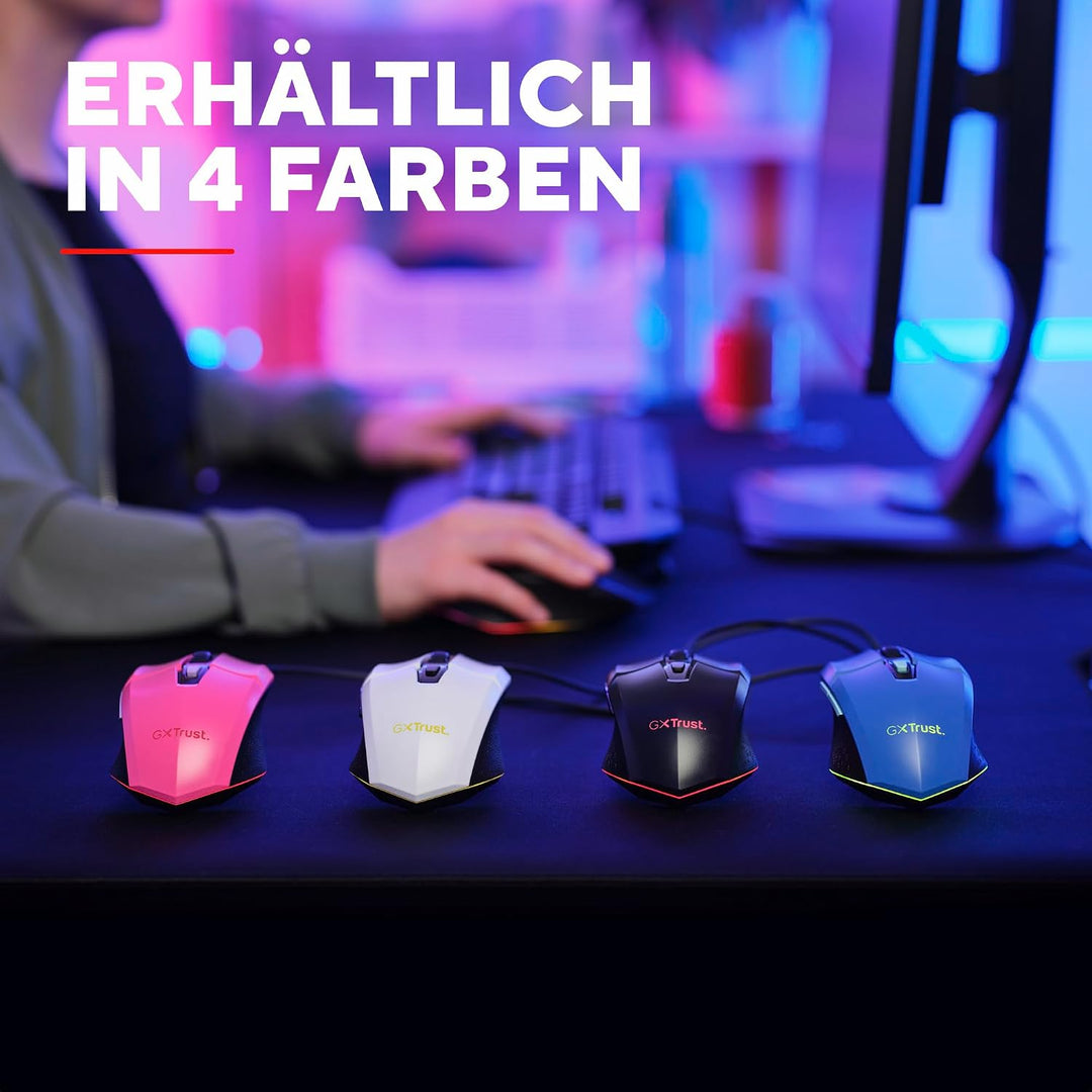 Trust Gaming GXT 109 Felox Gaming Maus mit 6 Programmierbare Tasten, Mehrfarbige LED-Beleuchtung, 20