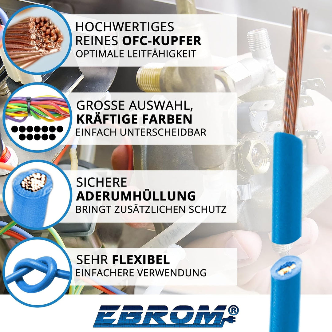 EBROM Aderleitung Einzelader flexibel H07V-K 2,5 mm² - hellblau, 50 m, 50 m