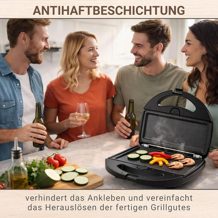 Syntrox Germany Flat Grill Maker flache Grillplatten Chefmaker SM-1300W Flat Grill mit herausnehmbar