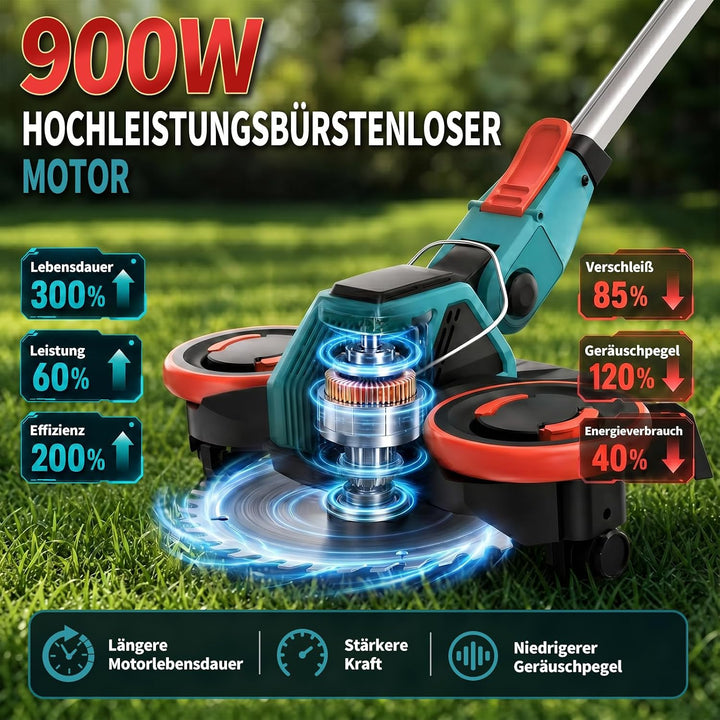 Rasentrimmer mit Akku, 21V Akku Rasentrimmer für Makita Akku, Rasentrimmer mit Unkrautbürste, 2 * 4.