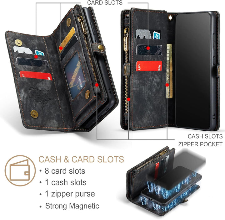 UFinetech 2-in-1 Samsung Galaxy S20 Hülle Tasche Handy Leder TPU Flip Magnetisch Kartenfach Ständer