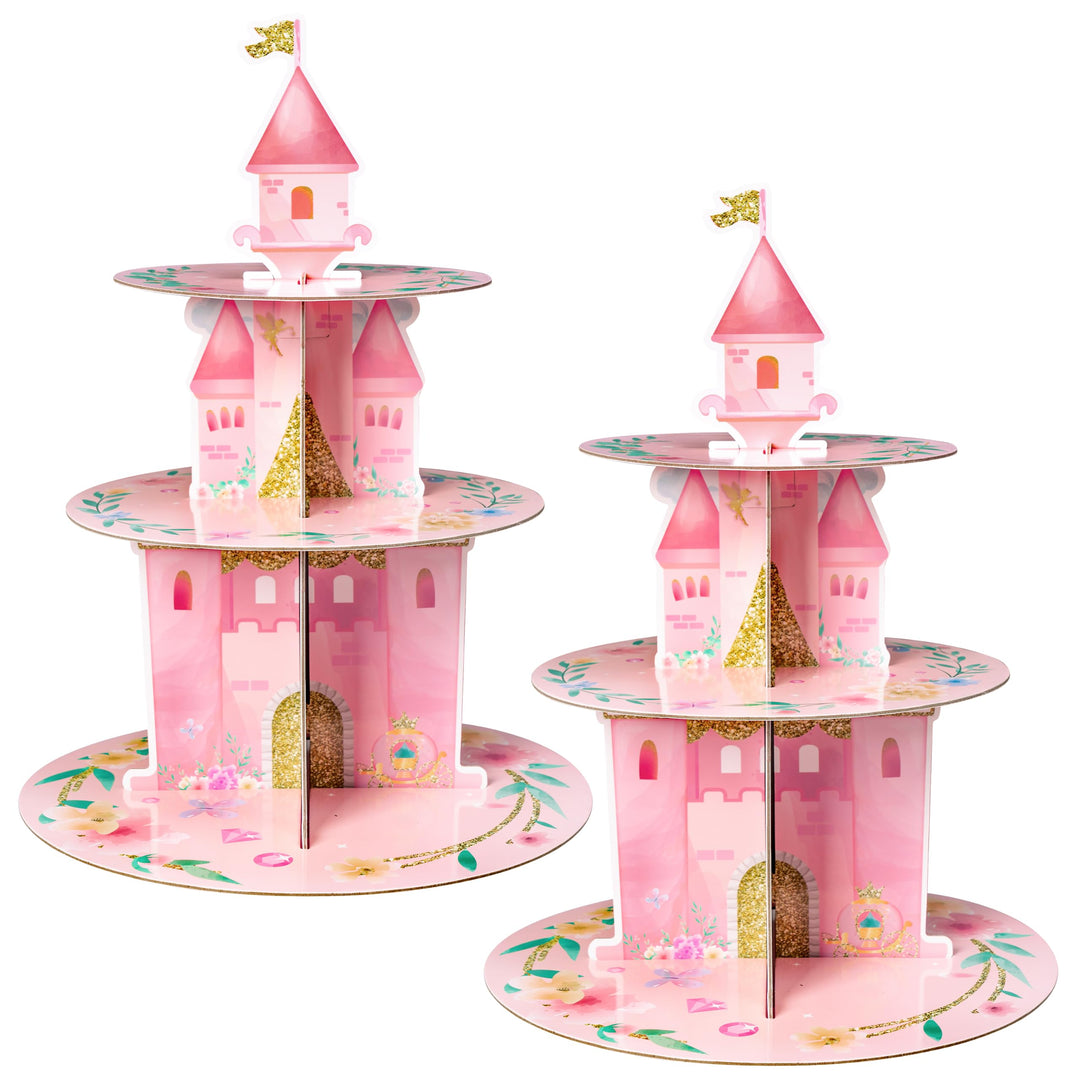 Rosa Watercolor Cupcake Ständer 2 Stück 3-stöckig Prinzessin Karton