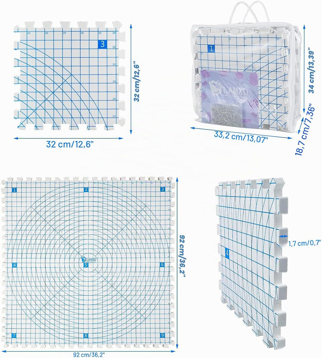 LAMXD Blocking Mats for Knitting-Blockiermatten zum Stricken von extra dicken Blockierbrettern mit G