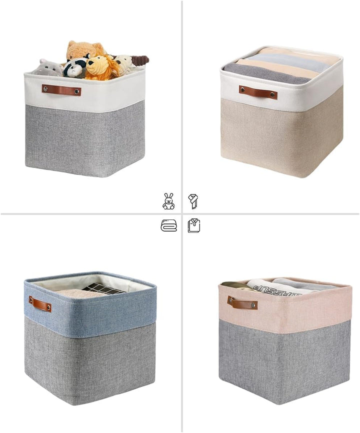 Mangata 25|28|30|33cm Aufbewahrungsbox Stoff, Aufbewahrungskorb für Regal, Korb Aufbewahrung, 3-er P