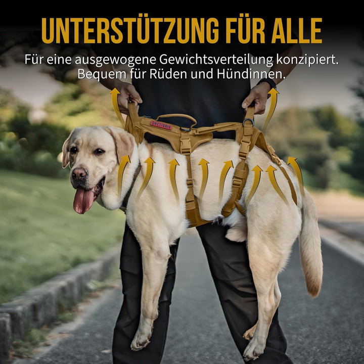 OneTigris Hundegeschirr, Tragehilfe Hund Ganzkörper Mit 2 Schultergurte Abnehmbares, Hund Tragehilfe