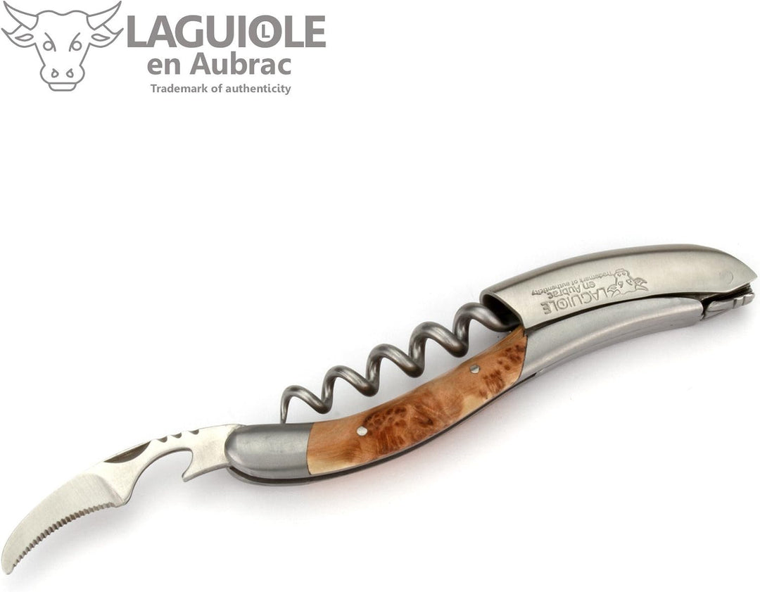 Laguiole en Aubrac Sommelierbesteck - Wacholder - Edelstahl matt - Kellnermesser Weinöffner Sommelie