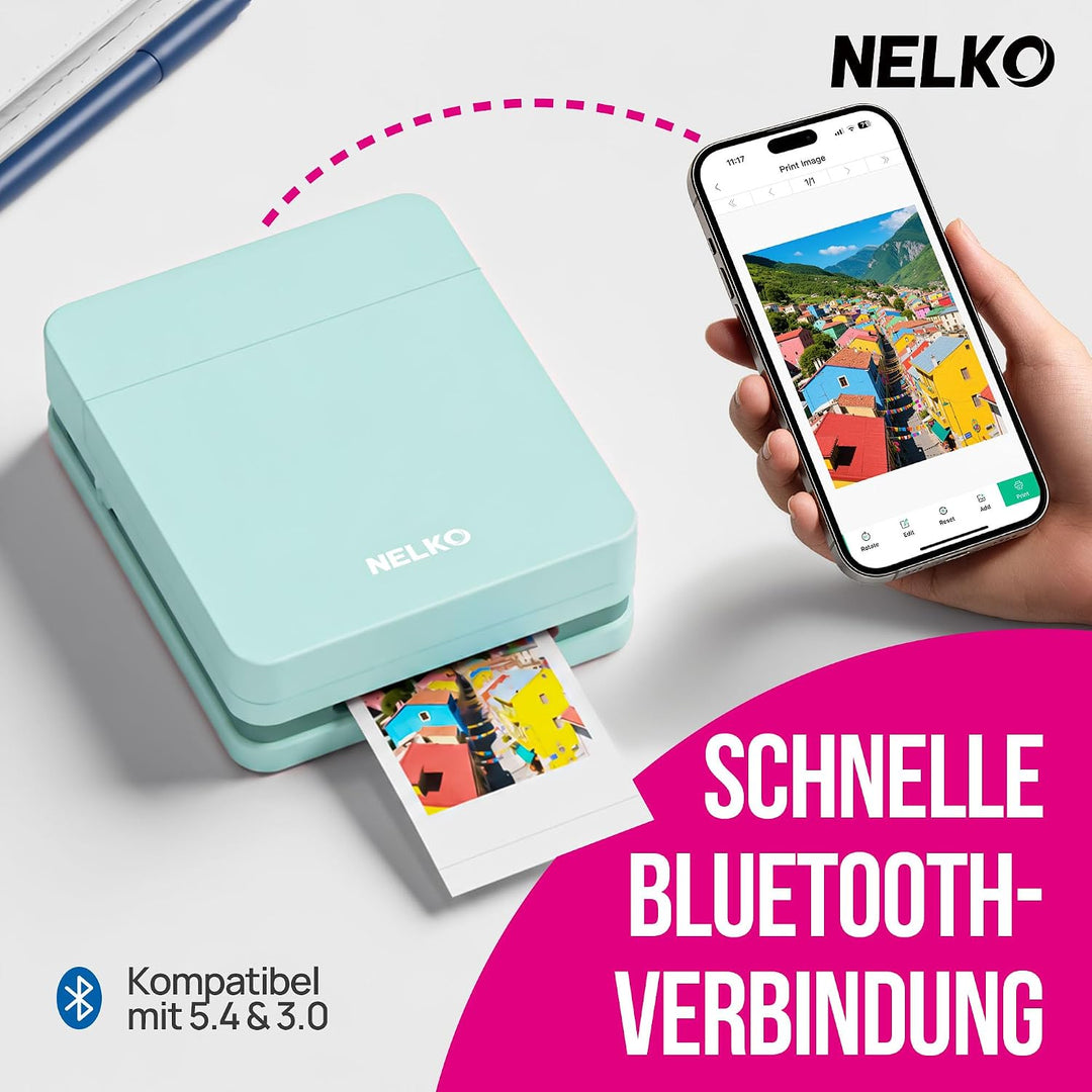 Nelko Fotodrucker PP01 Farbe Tragbarer Mini Fotodrucker, Grün