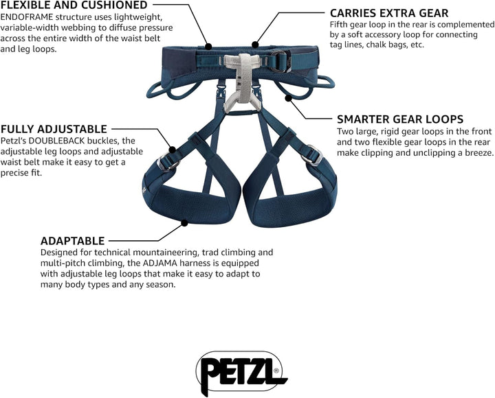 PETZL Unisex Adjama Klettergurt (1er Pack) XL Blau, XL Blau