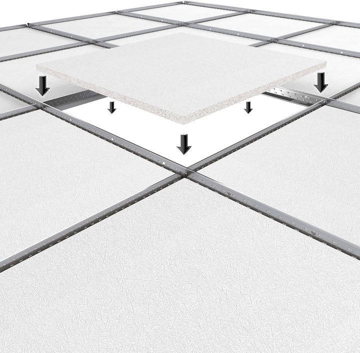 CALGARY | 10-er Set Deckenplatten | Weiss Deckenpaneele | 59,5 x 59,5 cm | Dicke 15 mm | Oberfläche: