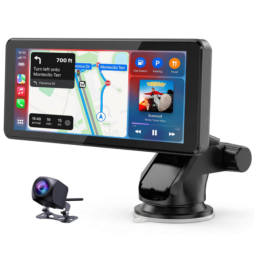 LAMTTO Wireless Carplay Display Für A-ppIe CarPlay und Android Auto Tragbarer 6,86 Zoll Touchscreen