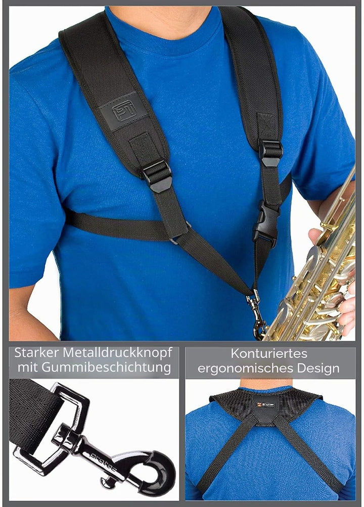 ProTec A306M Universal Saxophon-Gurt mit Metallschnalle, gross, Schwarz Large, Large