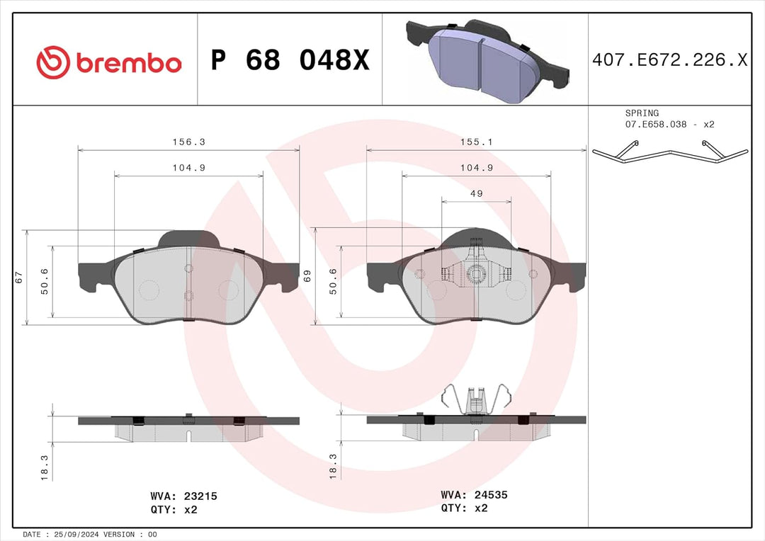 BREMBO P 68 048X Brake Pad