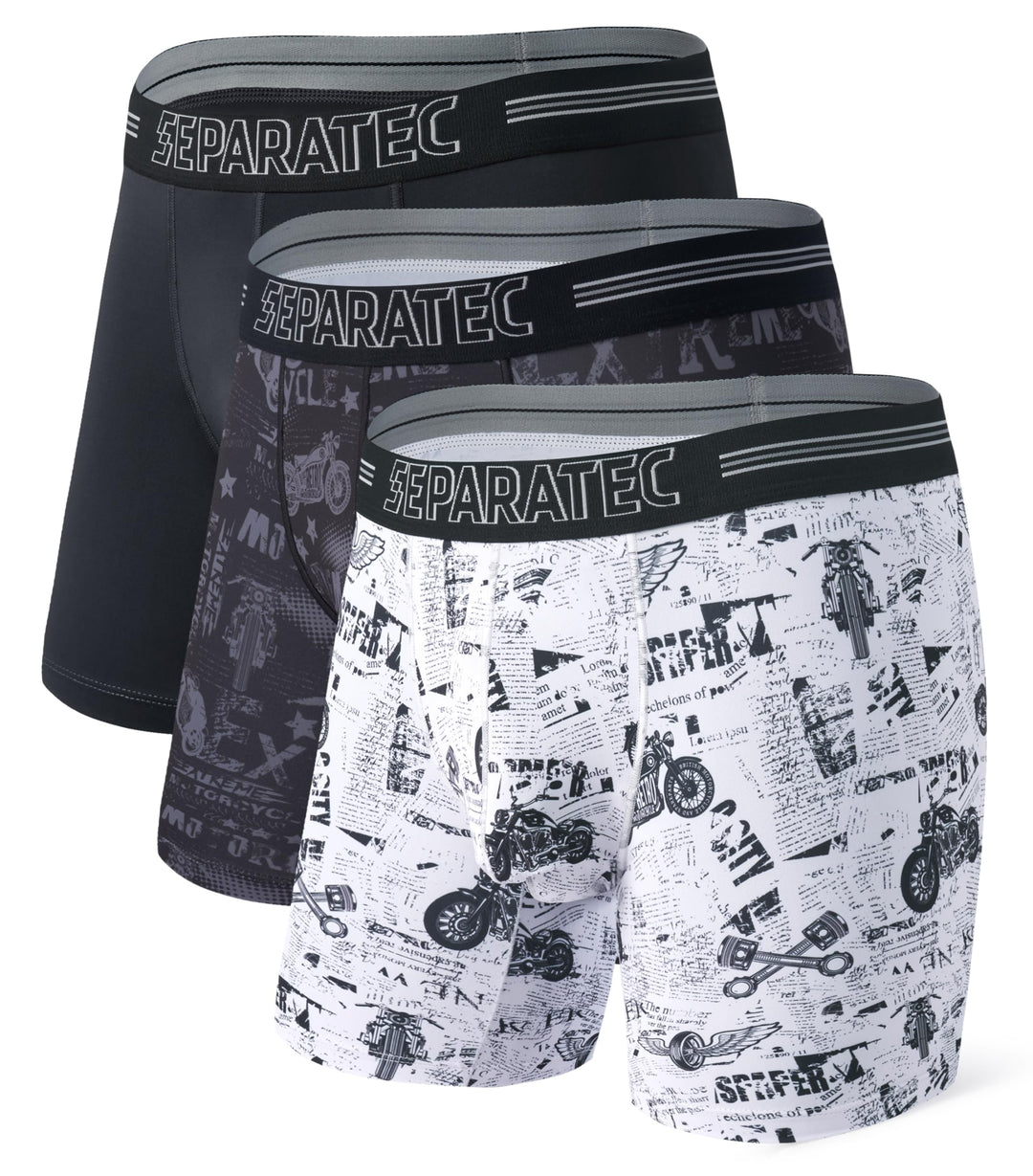 Separatec Boxershorts Herren 3er-Pack Sport Schnell trocknend Doppelbeutel Dual Pouch Unterhosen Män