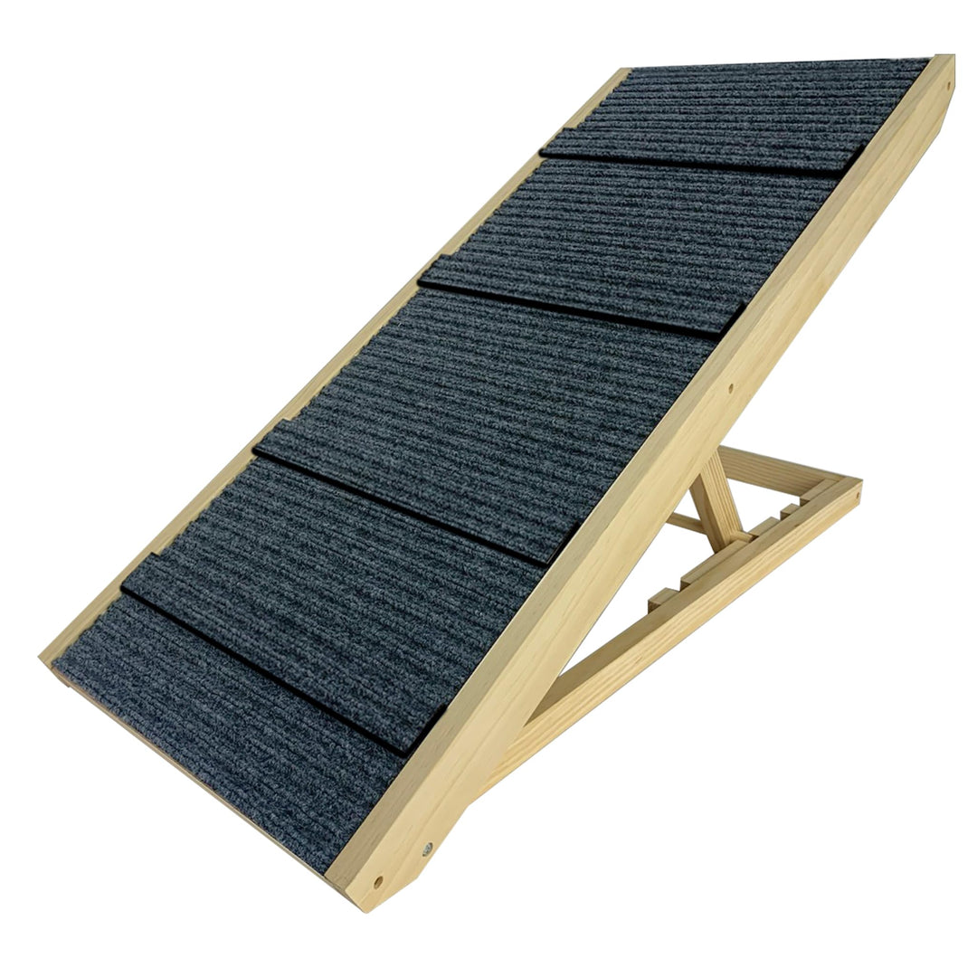 Hunderampe aus Holz, Klappbar Hundetreppe Höhenverstellbar, Hundetreppe für Bett Sofa 60cm Hoch, rut
