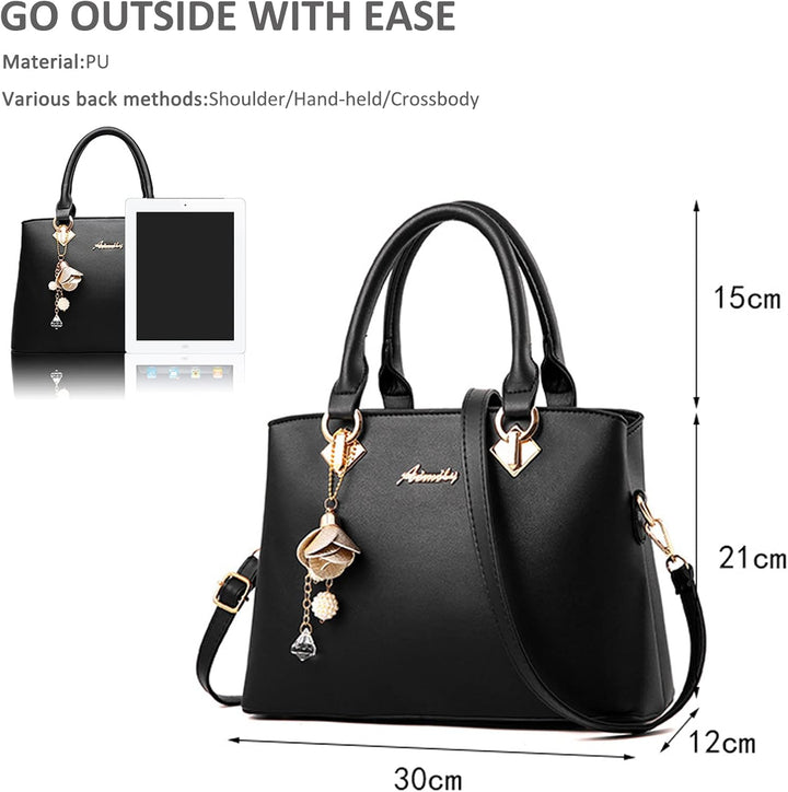 NICOLE &amp; DORIS Elegante Handtasche Damen Schultertasche PU Leder Henkeltasche Mittelgross Tote Shopp