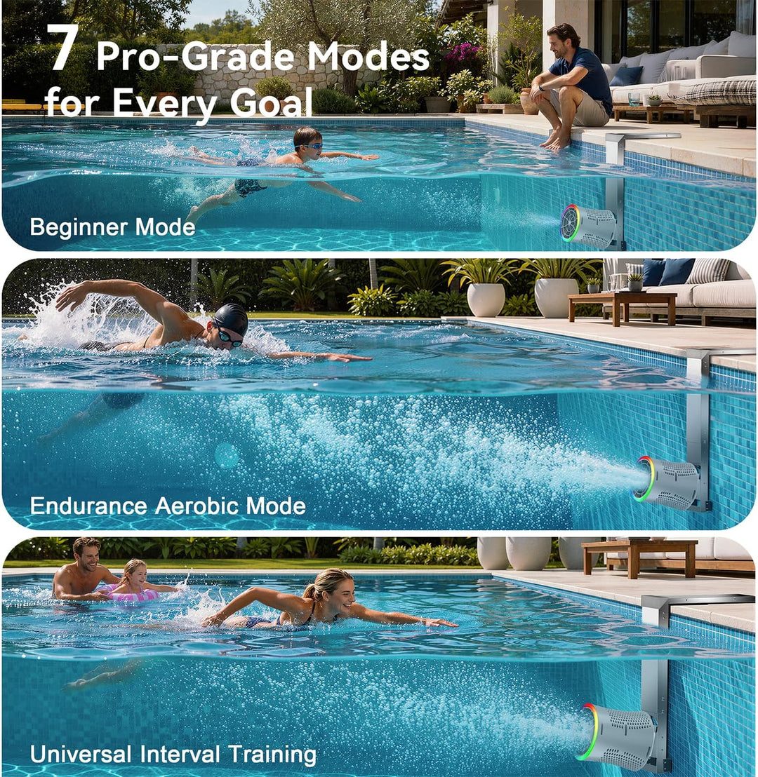 Gegenstromanlage Pool, Schwimmtrainer mit einstellbarer Wasserströmung, 24V Niederspannung Pool Strö