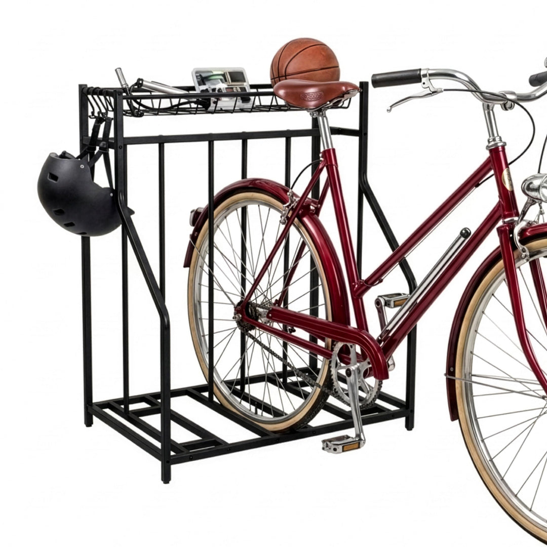 Relaxdays Fahrradständer Boden, 3 Fahrräder, Flexible Reifenbreite, schwarz Schwarz 103.5 x 91 x 55
