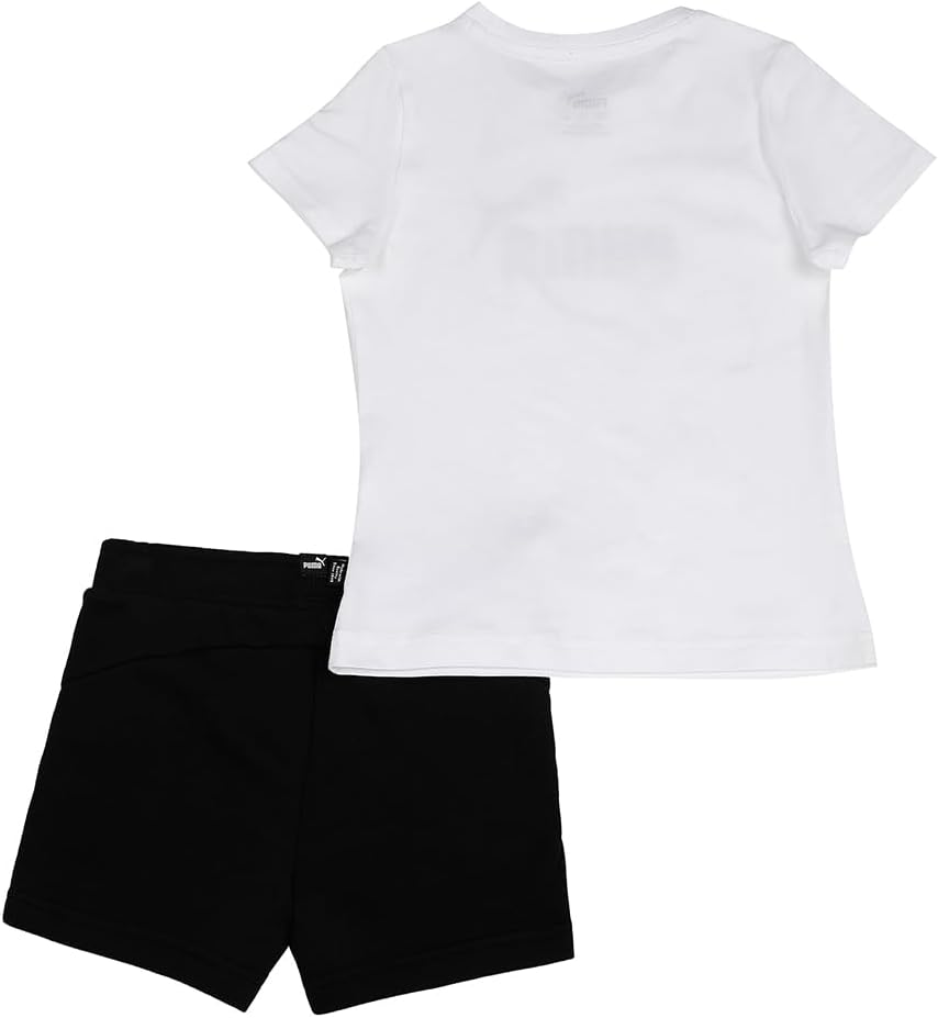 PUMA Mädchen Logo Tee &amp; Shorts Set G Trainingsanzug 128 Puma White, 128 Puma White