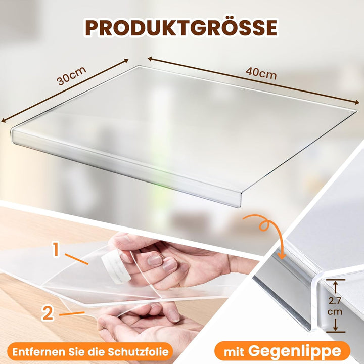Acryl Schneidebrett Klein, 40x30cm Cutting Board, Schneidbretter Rutschfest mit Lippe, Schneidebrett