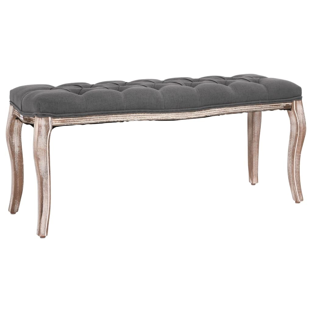 vidaXL Bank Leinen Massivholz 110x38x48 cm Dunkelgrau, Dunkelgrau