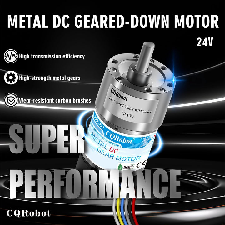 CQRobot Ocean: 270:1 Metal DC Geared-Down Motor 37Dx72.5L mm 24V, with 64 CPR Encoder and Mounting B