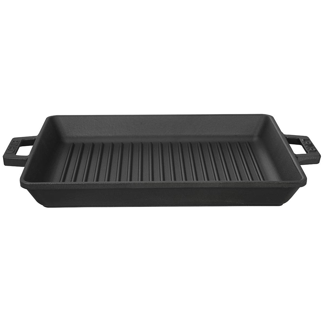 LAVA Gusseisen-Rechteckige Grillpfanne 26x32 cm – emaillbeschichtet, Grill mit gestreifter Oberfläch
