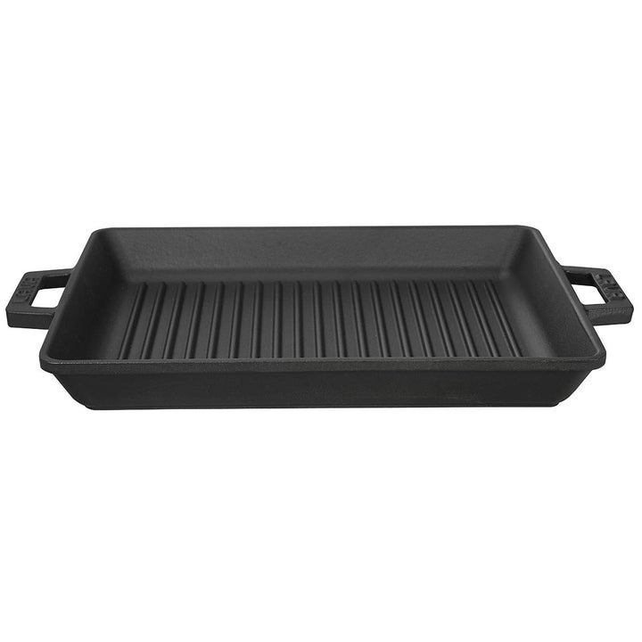 LAVA Gusseisen-Rechteckige Grillpfanne 26x32 cm – emaillbeschichtet, Grill mit gestreifter Oberfläch