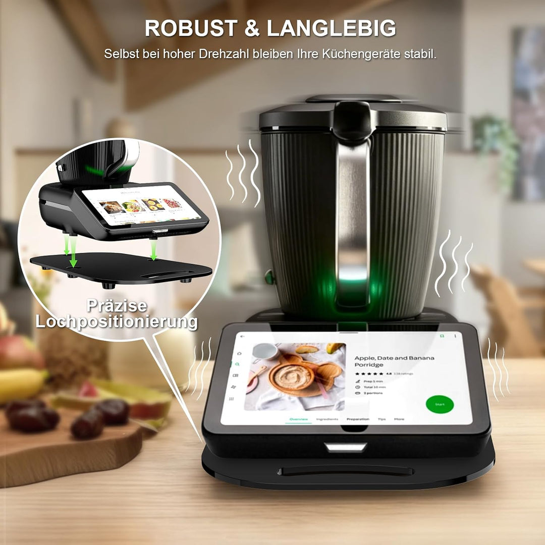 Gleitbrett für Thermomix TM7 mit 360° Gleitrollen Glattem Teflon, Schwarz