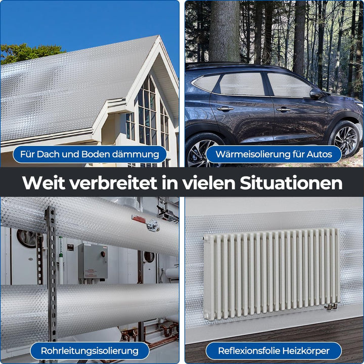 Storystore Aluminisierte Isolierfolie 60cm x 3m, 3mm Dicke Isolierung Dämmfolie Doppelseitige Alu-Lu