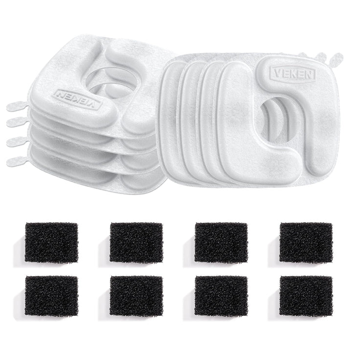 Veken Katzenbrunnenfilter, 8 Filter &amp; 8 Schwämme, für 3,2-L-Modelle 8 Filter + 8 Schwämme, 8 Filter