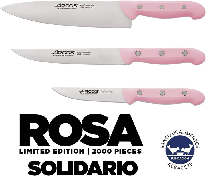 Arcos Küchenmesser-Set, Rosa, 3-teilig | Chefmesser zum Schälen von Gemüse | Limited Edition | Solid