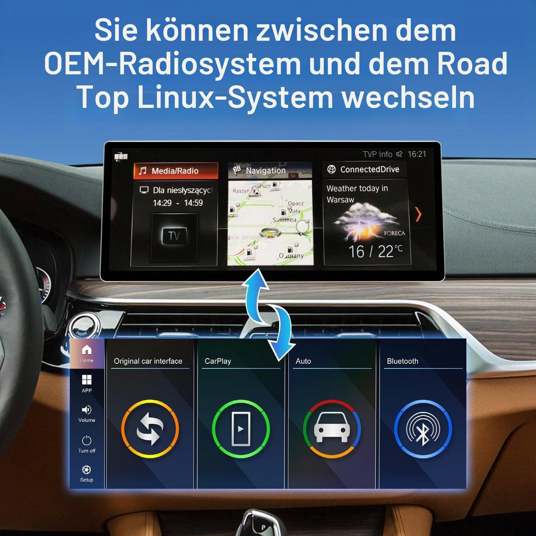 Road Top 12,3 Zoll Autoradio Carplay für BMW 5er G30 mit EVO (2017-2020)
