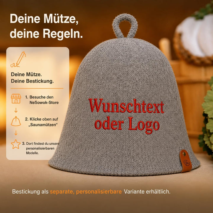 Saunahut (Saunamütze) aus hochwertiger Merinowolle– Gestrickt &amp; nahtlos – Besonders leicht, weich &amp;